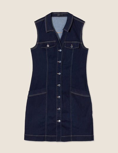 Robe droite en jean denim brut femme