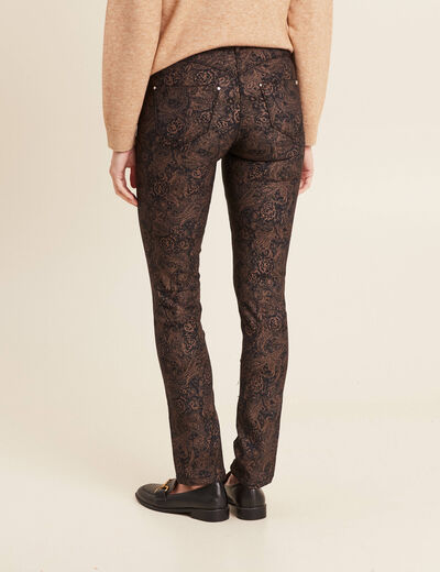 Pantalon ajusté enduit noir femme