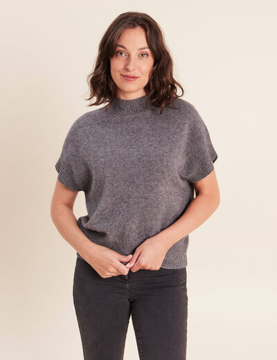 Pull col montant gris clair femme