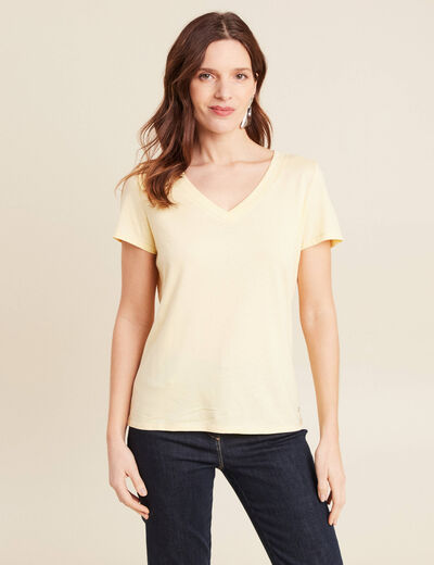 T-shirt manches courtes jaune clair femme