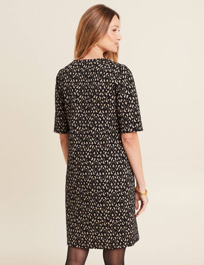 Robe droite manches courtes noir femme