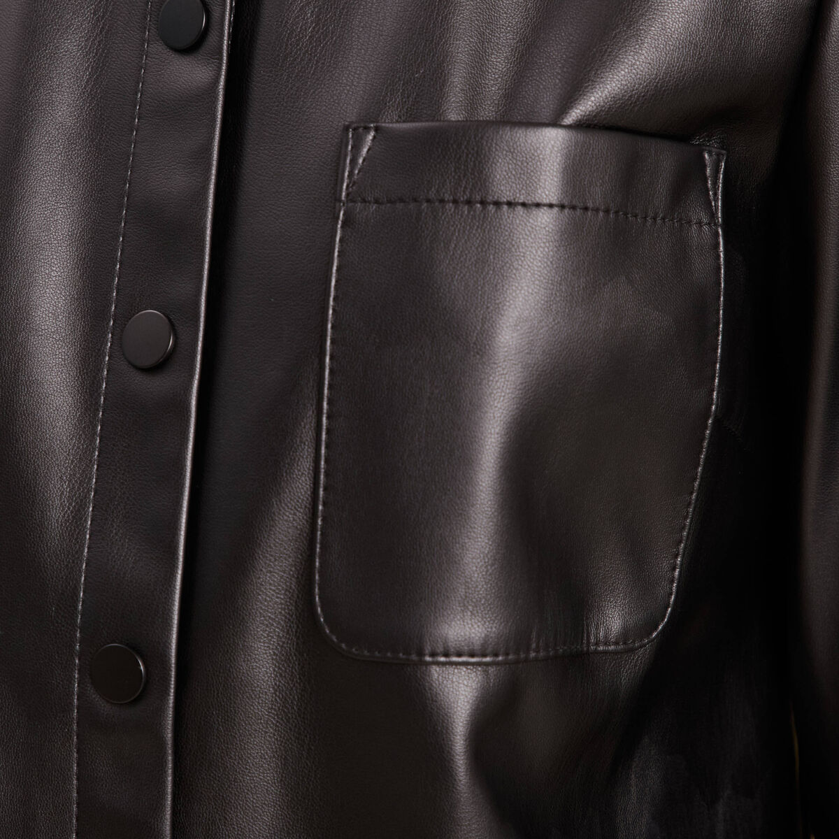 Chemise simili cuir noir femme