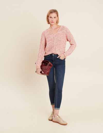Pull manches longues rose fushia femme