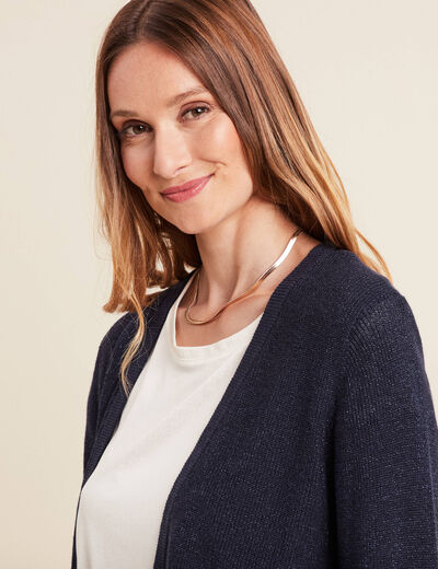 Gilet manches longues bleu marine femme