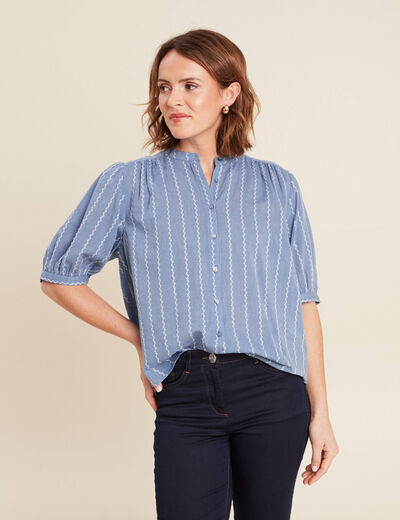 Chemise manches courtes bleu clair femme