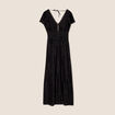 Robe longue droite fluide noir femme