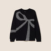 Pull col bateau manches longues noir femme