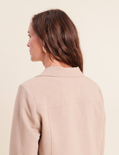 veste cintr&eacute;e doubl&eacute;e avec capuche beige femme
