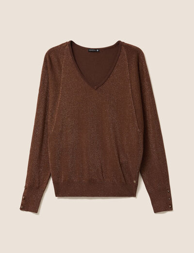 Pull manches longues marron femme