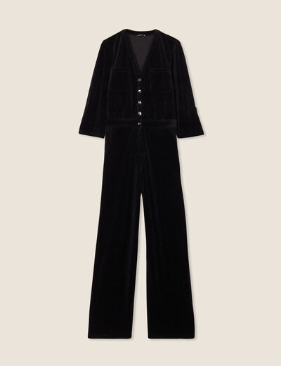 Combinaison pantalon velours noir femme
