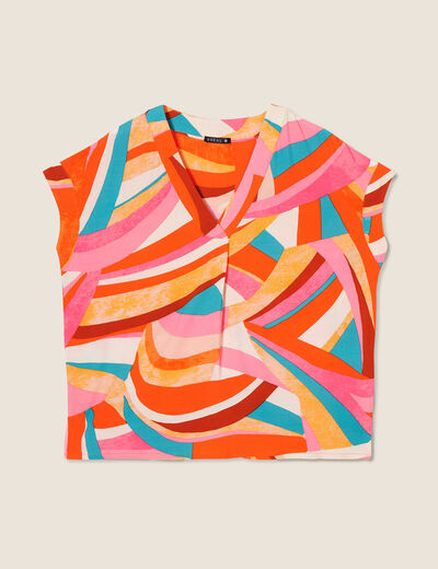 Blouse manches courtes multicolore femme