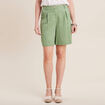 Short droit &agrave; pinces vert olive femme