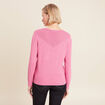 Pull manches longues col en V rose femme