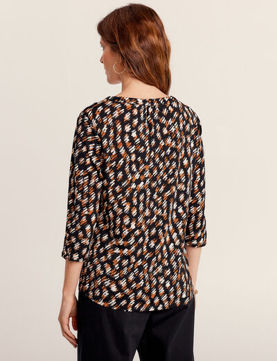 T-shirt manches 3/4 noir femme