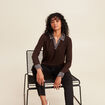 T-shirt manches longues marron foncé femme
