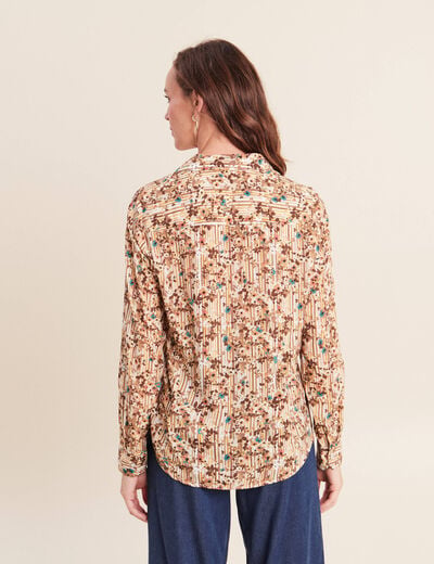 Chemise ajust&eacute;e manches longues marron femme