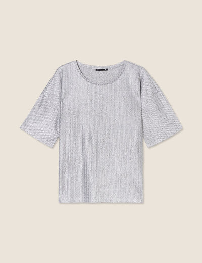 T-shirt manches courtes couleur argent femme