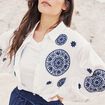 chemise en coton brodée manches longues ecru femme