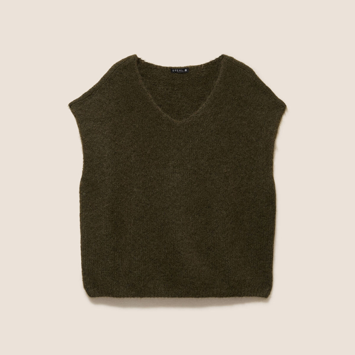 Pull sans manches vert kaki femme
