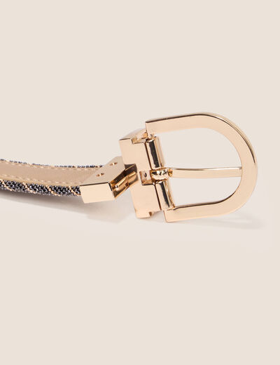 Ceinture r&eacute;versible &agrave; perles beige femme