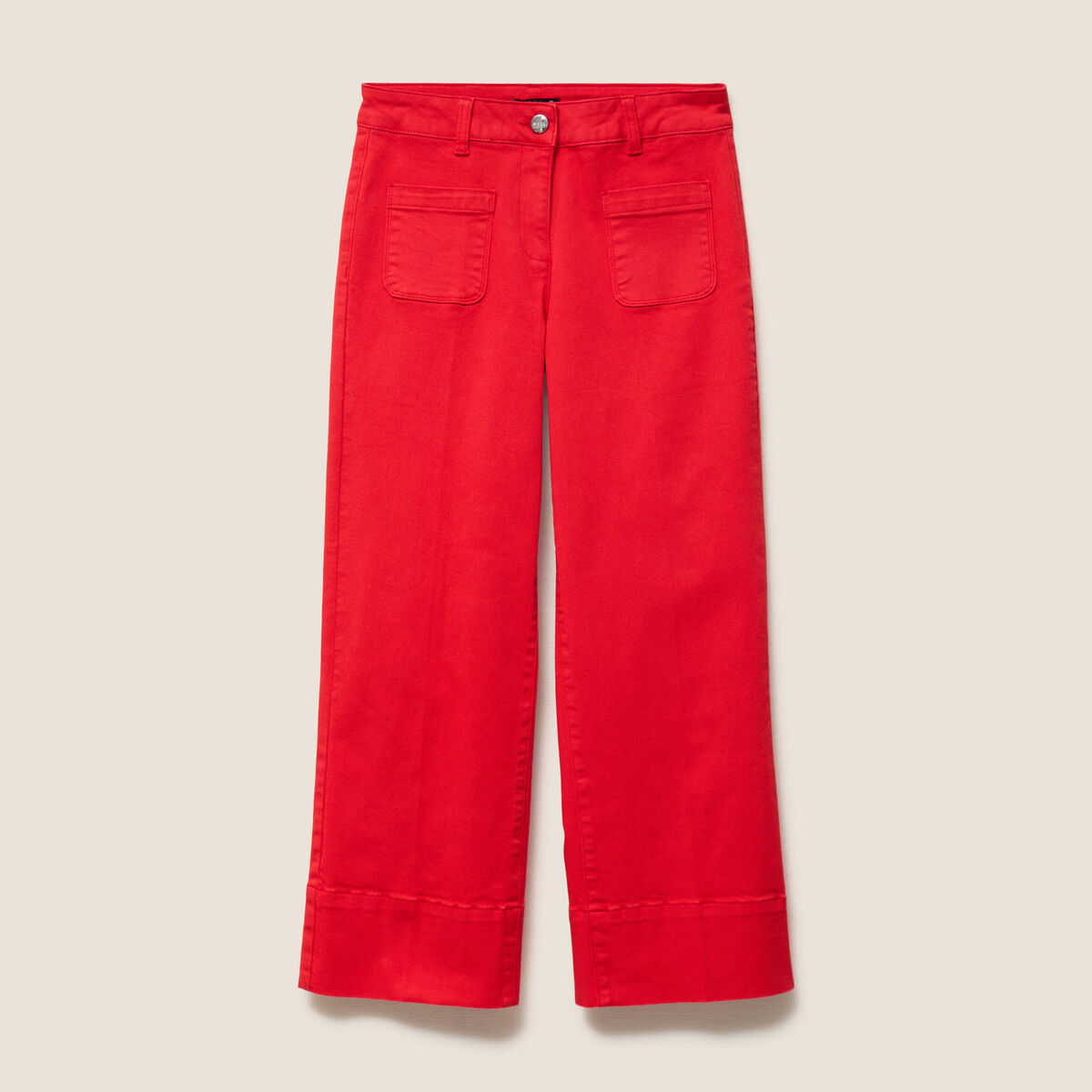 Pantalon droit 7/8&egrave;me taille standard rouge fluo femme