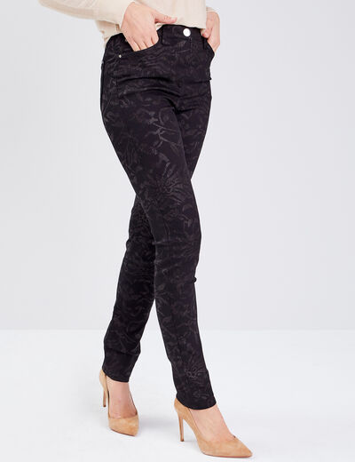 Pantalon ajusté denim noir femme