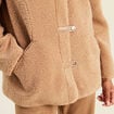 Manteau droit effet mouton beige femme