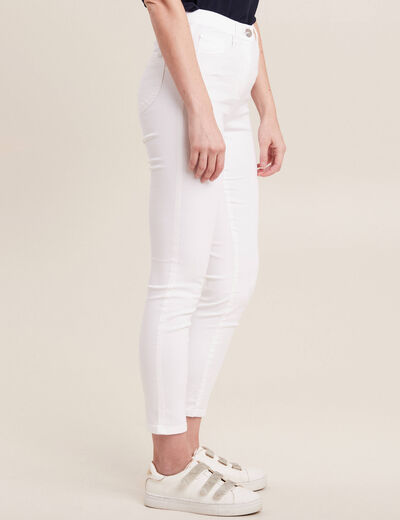 Pantalon léger taille haute 7/8ème blanc femme