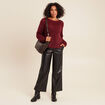 Pull manches longues ajour&eacute; bordeaux femme