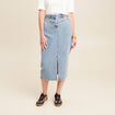 Jupe longue droite taille haute en jean denim double stone femme