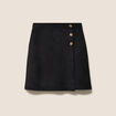 Jupe courte trap&egrave;ze aspect daim noir femme