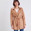 Trench droit effet suédine marron femme