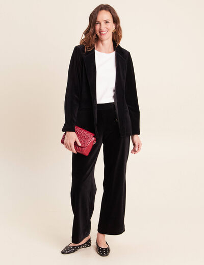 Pantalon loose en velours noir femme