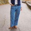 Jean droit 7/8&egrave;me taille bascul&eacute;e denim stone femme