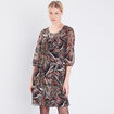 Robe évasée avec plis vert foncé femme