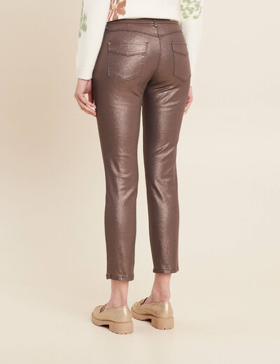 Pantalon ajusté enduit 7/8ème sable femme