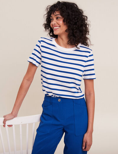 T-shirt manches courtes bleu femme