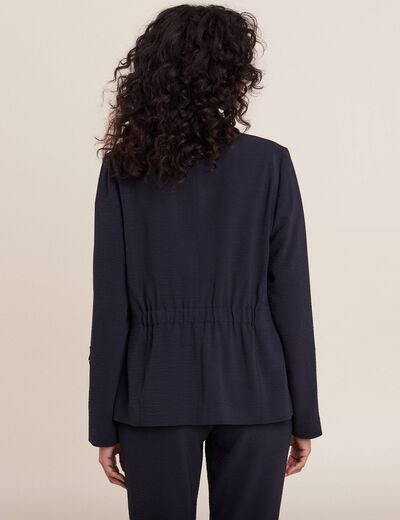 Veste cintrée boutonnée bleu foncé femme