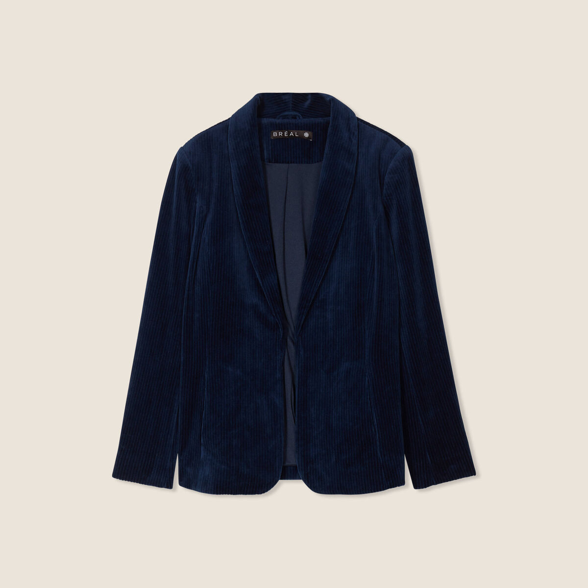 Veste tailleur velours bleu marine femme