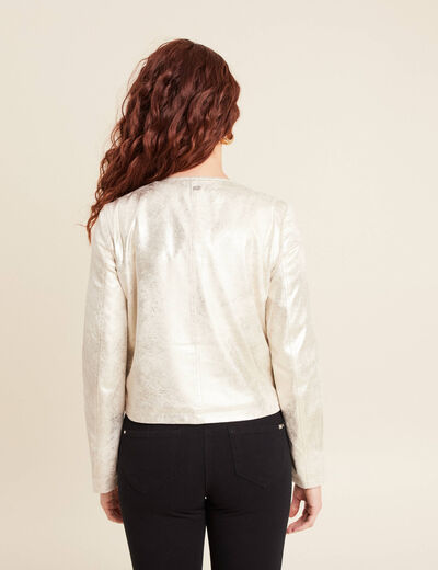 Blouson suédine métallisé couleur or femme