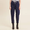Pantalon coupe droite à coulisse bleu marine femme