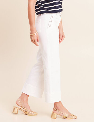 Jean coupe large 7/8&egrave;me blanc femme