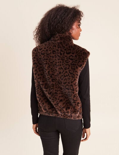 Veste col montant doubl&eacute;e marron femme