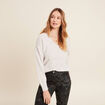 Pull en cachemire manches longues gris clair femme