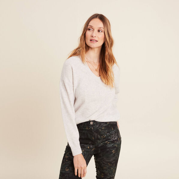 pull en cachemire manches longues gris clair femme Pull en cachemire manches longues gris clair femme