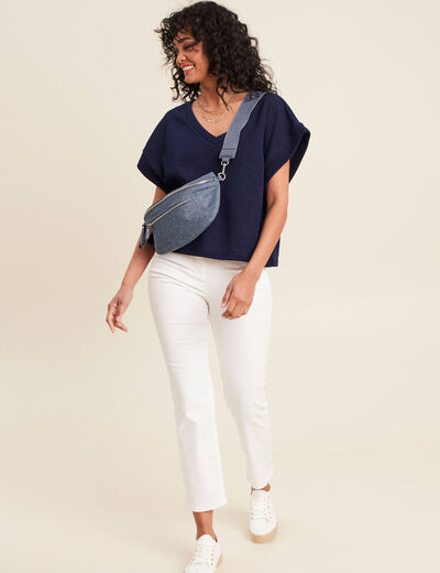 T-shirt sans manches bleu marine femme