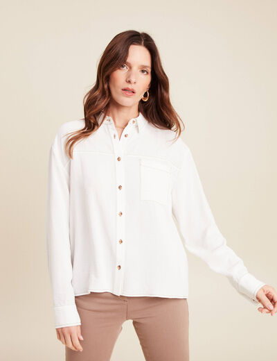Chemise fluide manches longues ecru femme