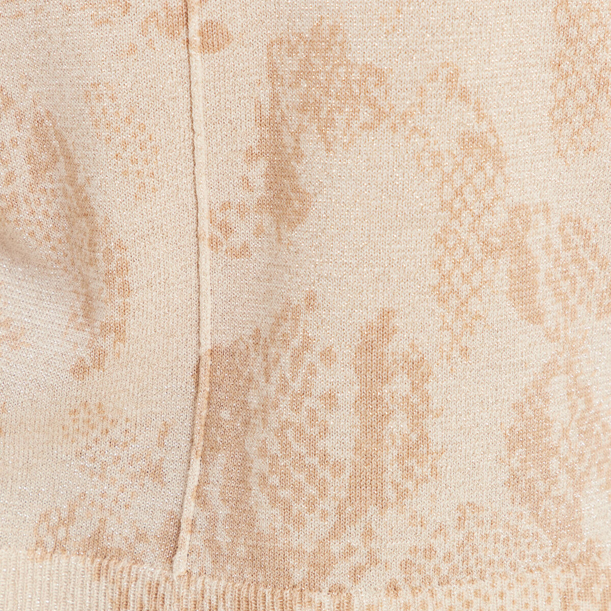 Pull col rond manches courtes beige femme