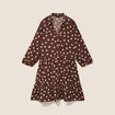 Robe courte &eacute;vas&eacute;e col chemise marron femme