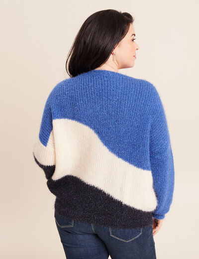 Pull col rond manches longues ecru femme